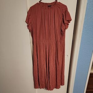 Elegant Rust Pleated Dress